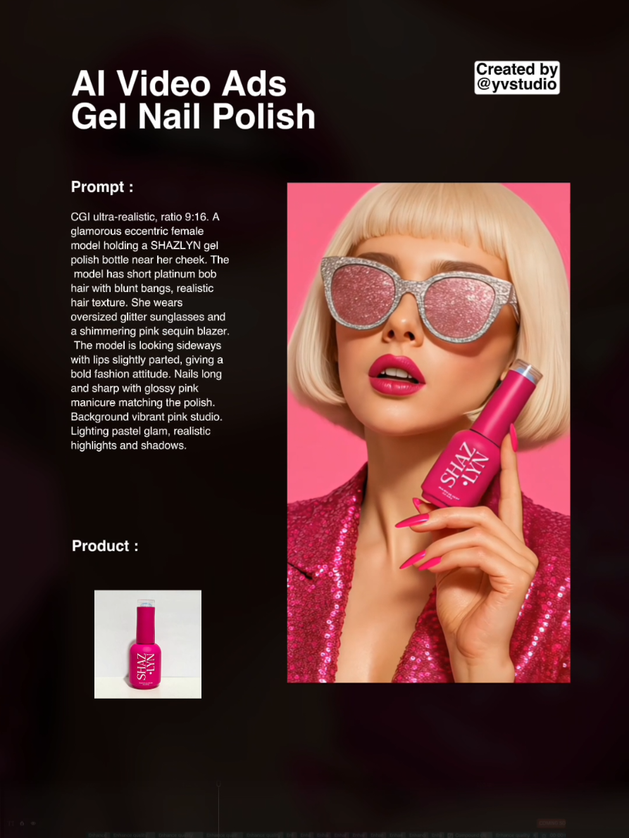 Kali ini video produk ads yang gua bikin adalah Gel Nail Polish dari @shazlynofficial. Ideas konsep visual semuanya dibuat dengan bantuan AI Tools : ChatGPT & Kling AI #aigenerated #aivideo #productads #aitutorial 