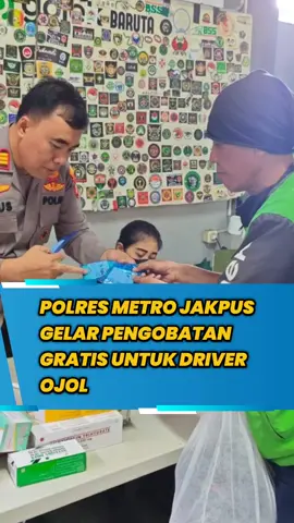 Polres Metro Jakpus gelar pengobatan gratis untuk driver ojol #ojol #polri #polisiindonesia #fypシ 