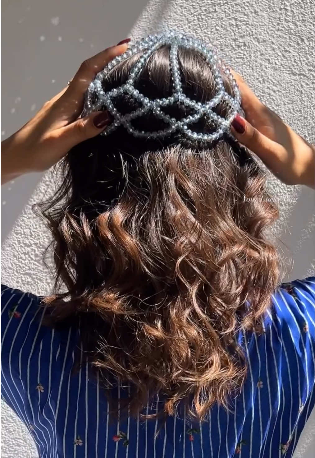 Crystal glass Headpiece in silver sky color ✈️ to Croatia 🇭🇷 My favorite accessory till now! Amazing accessory for any occasion ✨ ✨weddings ✨photoshoots ✨festivals ✨to make your everyday look 🔥 Can create in any color ✨ 🎥Detailed Video Tutorial How to create it yourself is available. Details DM Worldwide delivery  From Greece 🇬🇷  #beadedheadpiece #beadedcrown #bridalheadpiece #bridalaccessories #weddingheadpiece                         