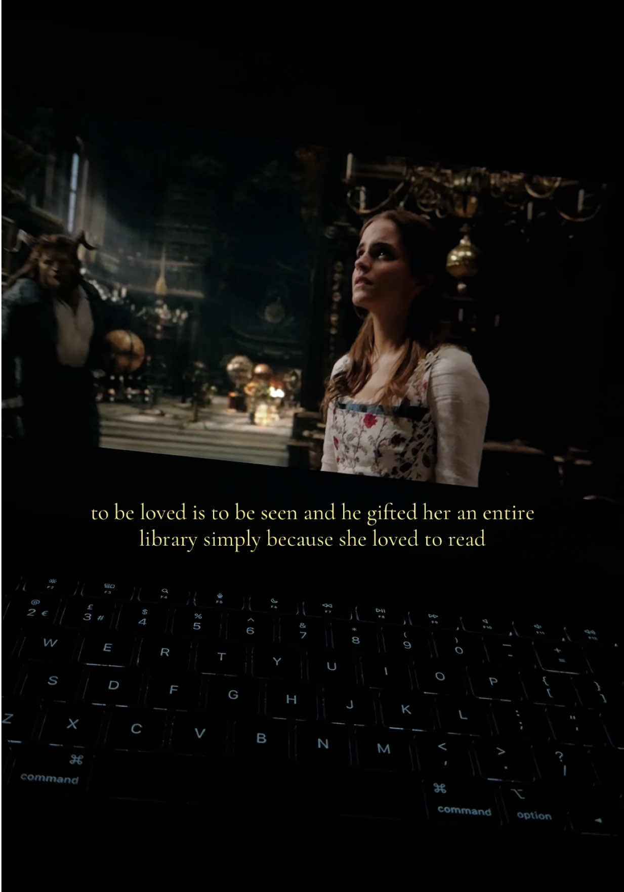 in a world full of gastons find yourself someone who loves you the way beast loved belle 🥀💛 #fyp #beautyandthebeast #emmawatson #disneymovie #reader 