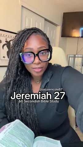 Join me for a 60-secondish Bible study as we walk through the book of ✨JEREMIAH✨ — chapter by chapter! 📖 This book is not light reading—it’s raw, emotional, and filled with moments of calling, courage, judgment, and hope. 🔥💔 Jeremiah was young, reluctant, and often heartbroken… but God put His words in his mouth and sent him anyway. If you’ve ever felt unqualified, overlooked, or unsure about your purpose—this one’s for you. Full breakdown of this chapter on YT: @Jazzienicole87 Let’s wrestle with God’s truth, calling, and faithfulness—together. 🙌🏾 #JeremiahBibleStudy #BibleStudyWithMe #ChristianTikTok  #PropheticVoice #DailyBibleStudy   