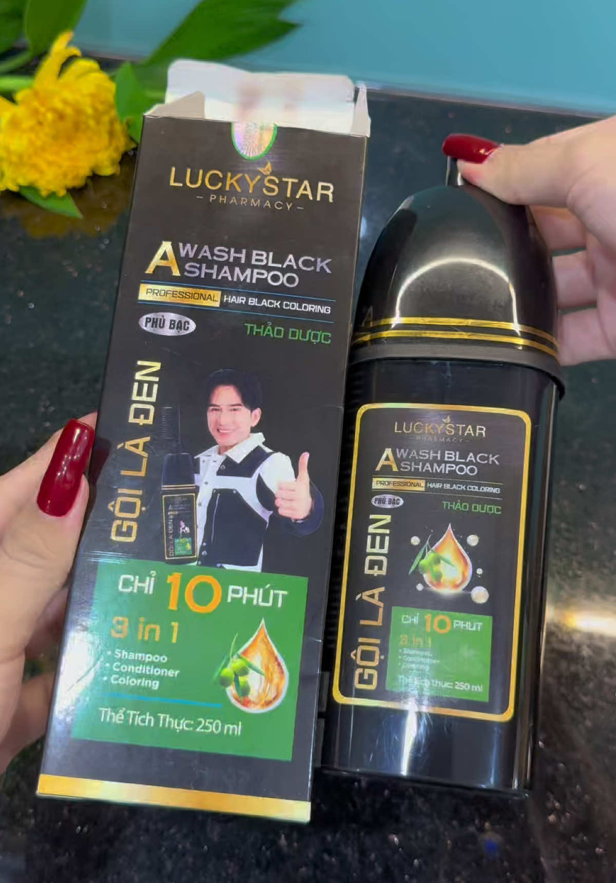 Dầu gội phủ bạc Thảo dược Luckystar gội là đen##emkieutaphoa##daugoiphubac##luckystar##daugoiphubacluckystar