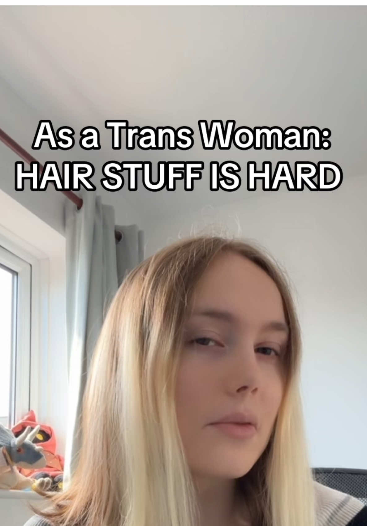Hair Struggles as a trans woman: it's been 5 years and I still haven't figured it out 😂 #hairtok #transgenderwoman #transwomen #transgendergirl #mtf 