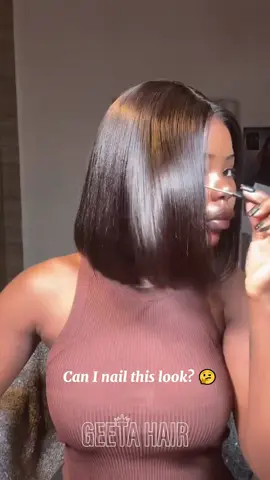 Can I nail this look?🤔 #GEETA #geetahair #geetahairofficial #straighthair #cuthair 
