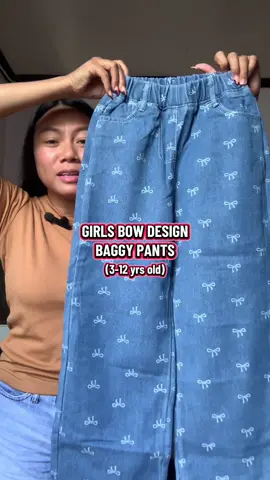 Bow design pants for girls 3-12 yrs old grabe ang cute ng design na tong baggy pants na to  #baggypants#pants #pantsforkids #bowdesign 