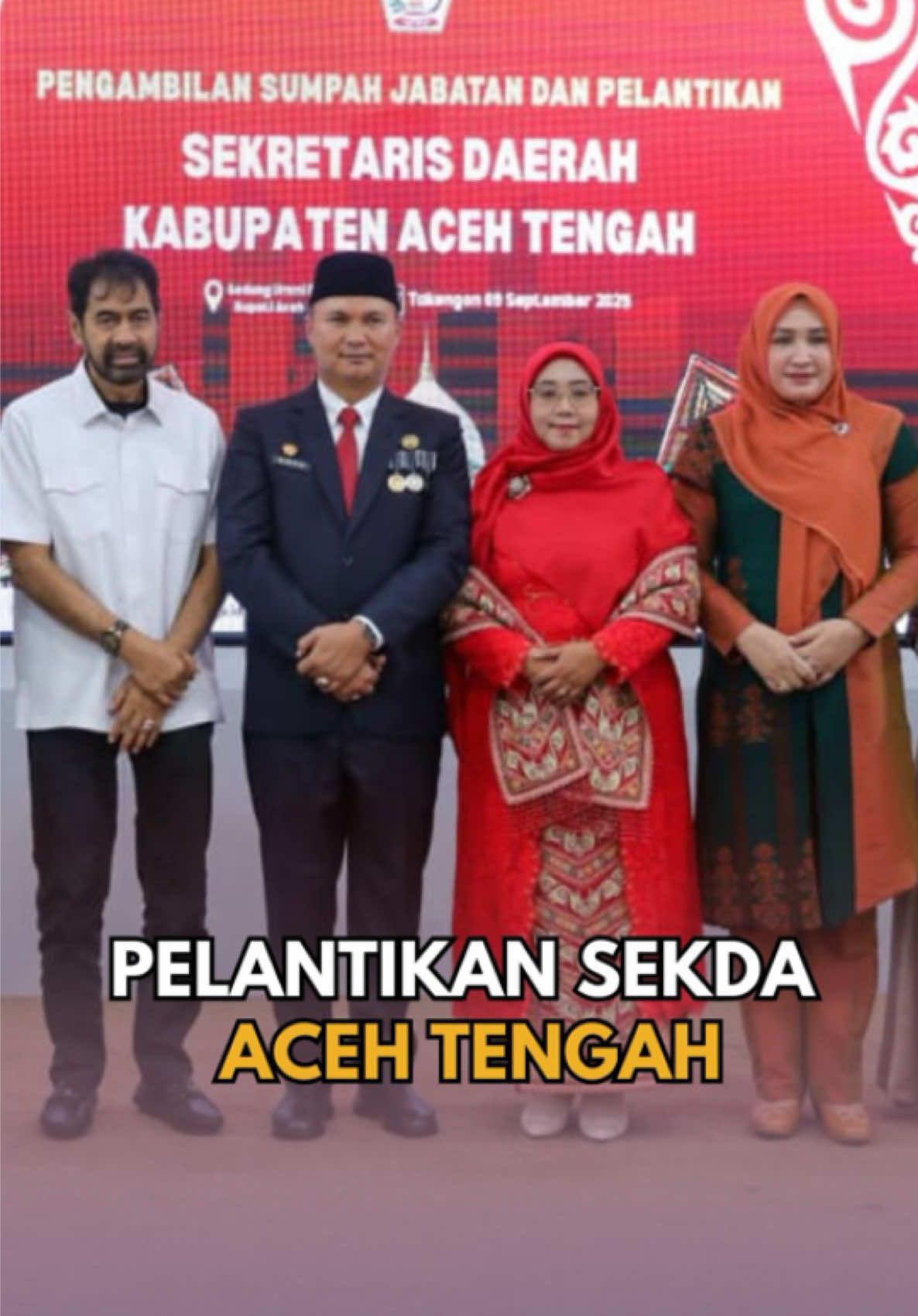 Didampingi Ketua TP PKK Aceh  Marlina Usman, saya menghadiri pelantikan Sekretaris Daerah Aceh Tengah Mursyid di Pendopo Bupati Aceh Tengah, Selasa (9/9/2025). Selamat bertugas Pak Mursyid. #mualem #gubernuraceh #panglima #fypageシ #aceh 