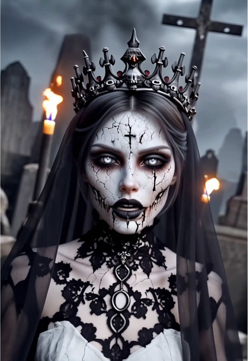 💀Невеста Кладбища. Часть II 🕷️«Я не жду жениха. Я жду тех, кто ляжет рядом» #darkgoth #aiart #neuroiza #gothicbride #tiktokart 