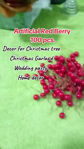 100 PCS Christmas Red Fruit  Artificial Red Berry,good for christmas decor #redberry #artificialredberry #artificialcherry 