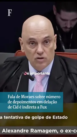 A frase de Alexandre de Moraes rejeitando as críticas sobre o número de depoimentos na delação de Mauro Cid foi uma indireta também a seu colega Luiz Fux. Em 25 de março, quando o STF tornou réus Jair Bolsonaro (PL) e outros sete envolvidos, Fux disse que 