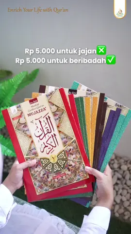 Rp 5.000 buat jajan? Sekali kenyang, habis. Tapi Rp 5.000 buat ibadah? Pahalanya jalan terus!  Daripada habis buat jajan, yuk alihin jadi amal jariyah!  Cukup Rp 5.000, Udah bisa dapetin 1 Juz Al-Qur’an dari Asy-Syifa! mushaf kekinian dengan fitur modern✨