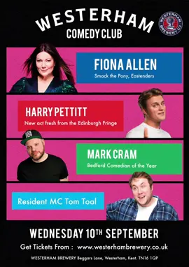 Westerham Comedy Club is back! Wednesday 10th September! Tickets from Westerham Brewery Website #comedy #kent #westerham #sevenoaks #standupcomedy 