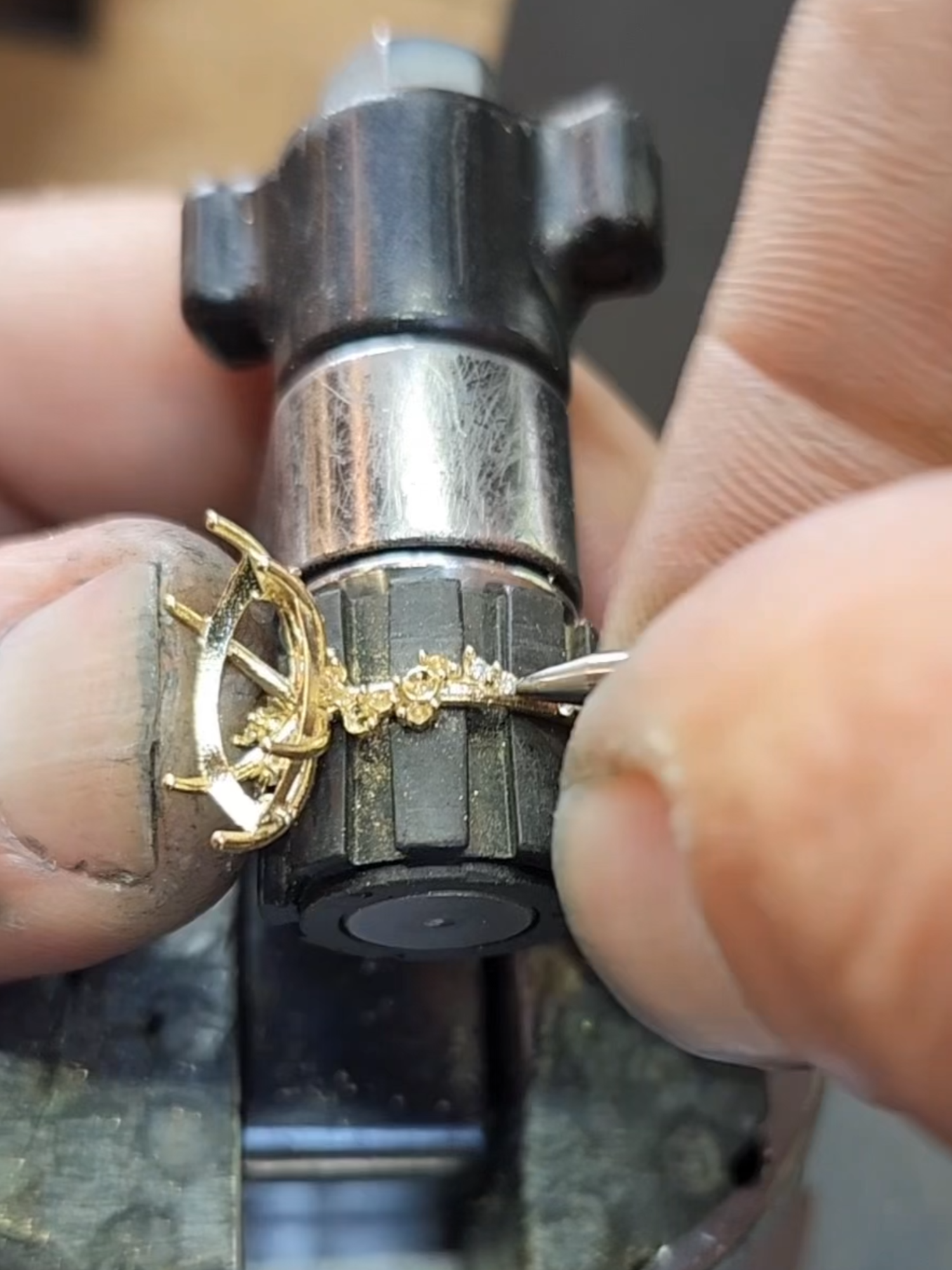 WHAT’S UP NEXT? You may recognize this week’s drop design from our collection. What was once one of a kind is coming for you in droves. Here’s a sneak peek behind the scenes at one of the new engagement rings coming off the bench, set with a marquise diamond focal. Come back later this week for the ✨ big reveal ✨ #btsjewelry #jewelrymaking #jewelrydesigner #engagementring #marquise