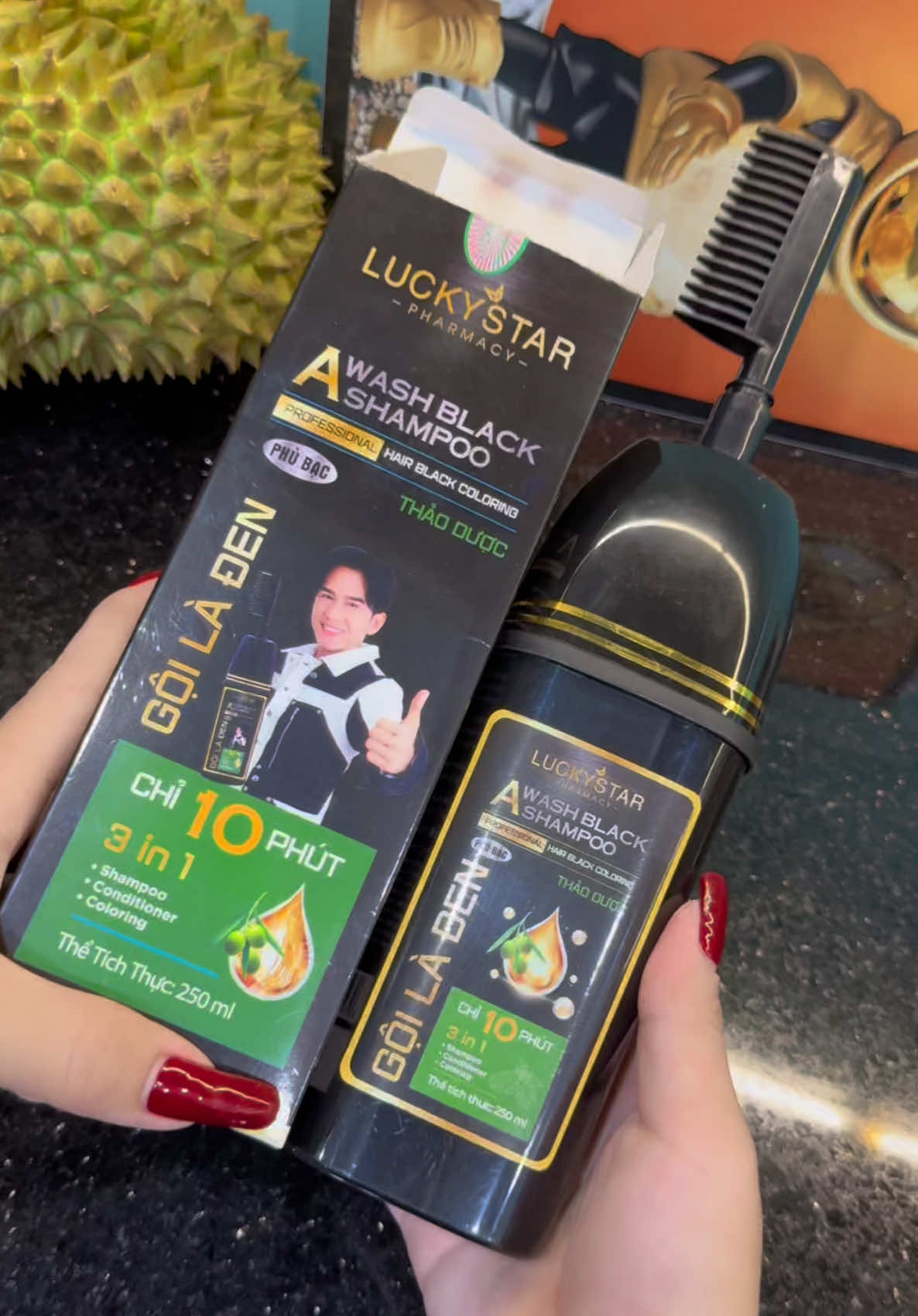 Dầu gội phủ bạc Thảo dược Luckystar gội là đen##emkieutaphoa##daugoiphubac##luckystar##daugoiphubacluckystar