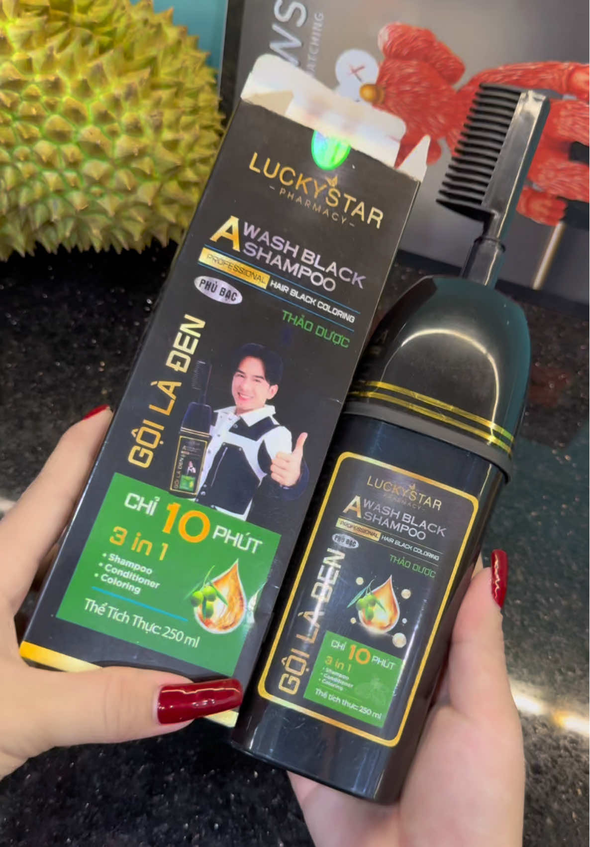 Dầu gội phủ bạc Thảo dược Luckystar gội là đen##emkieutaphoa##daugoiphubac##luckystar##daugoiphubacluckystar