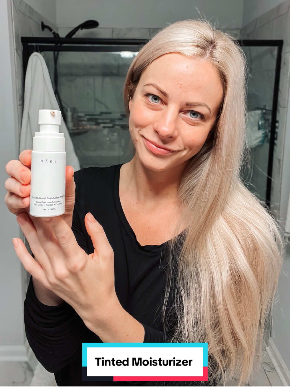 I really like how this tinted moisturizer makes my skin look and feel!  #tintedmoisturizer #tintedsunscreen #spf50 #peptide #skincaretiktok 