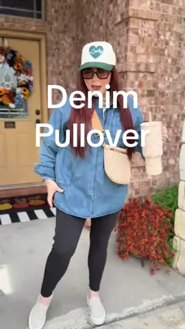 Here’s an easy and comfy fall ootd wearing this denim pullover I got from tts! #denimpullover #denimjacket #denimjackets #tiktokshopcreatorpicks #fallfashion 
