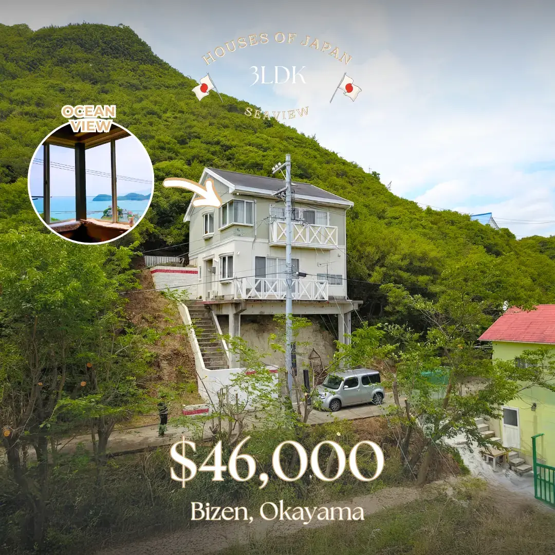 Located in the picturesque island of Kojima, Okayama Prefecture, this villa offers a rare opportunity to own a larger vacation home in one of Japan’s most serene seaside settings 🌅. 
 
 Built in 1989, the property spans a generous 90㎡ of living space with a 3LDK layout plus a loft, giving plenty of room for family stays or a second home retreat.
 The house sits proudly on a reinforced concrete foundation, with parking space cleverly integrated beneath, a luxury many island villas lack. 
 
 Climb the stairs to the entrance and enjoy a built-in BBQ stove 🍖 before stepping into a cozy wood-paneled living area with wide windows framing greenery and distant ocean views. A solid balcony extends the space outdoors. 
 
 Upstairs, a bright second living room with white beams, a traditional tatami room, and a Western-style bedroom with ample storage complete the charm.
 You will love the loft  an adventurous corner with a stunning sea view framed by bay windows. And don’t miss the bathroom: a spacious tub overlooking the ocean, delivering a true resort-like bathing experience 🛁.
 
 Bizen City, Okayama
 $46,000 USD
 6.8 Million Yen (JPY)
 Built in 1989
 Living Space of 90㎡
 
 。
 。
 
  🔗 𝐋𝐢𝐧𝐤 𝐨𝐟 𝐭𝐡𝐞 𝐡𝐨𝐮𝐬𝐞, available in my Newsletter : 
 At - housesofjapan.com - or - Use the URL in my Instagram bio.
 
 ► This house is featured in my Newsletter and carries the number n°248
 
 ‼️ We 𝐚𝐬𝐬𝐢𝐬𝐭 you in 𝐩𝐮𝐫𝐜𝐡𝐚𝐬𝐢𝐧𝐠 Japanese houses with 𝐞𝐯𝐞𝐫𝐲 𝐬𝐭𝐞𝐩 of the 𝐩𝐫𝐨𝐜𝐞𝐬𝐬 in English! This service is exclusive to our newsletter subscribers. All details in our website.
 
 こんにちは everyone! 😊 I'm Kento-kun, a half Japanese who grew up in Japan. 🇯🇵 Inspired by my grandfather, a former real estate agent, I'm passionate about Japanese properties. I help you each day find and own amazing properties in Japan with my associate, a real estate agency specializing in helping foreigners.
 
 。
 。
 。
 。
 
 #japan #japanesehouse  #vacationhouse #housesofjapan #kominka       
