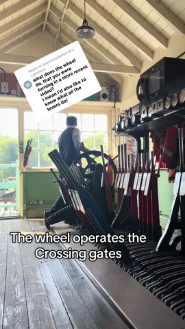 Replying to @marieouellette178  So the wheel operates the crossing gates. There are 2 wheels as there are 2 sets of gates here at Grosmont.  #signalman #railway #nymr #heritagerailway 