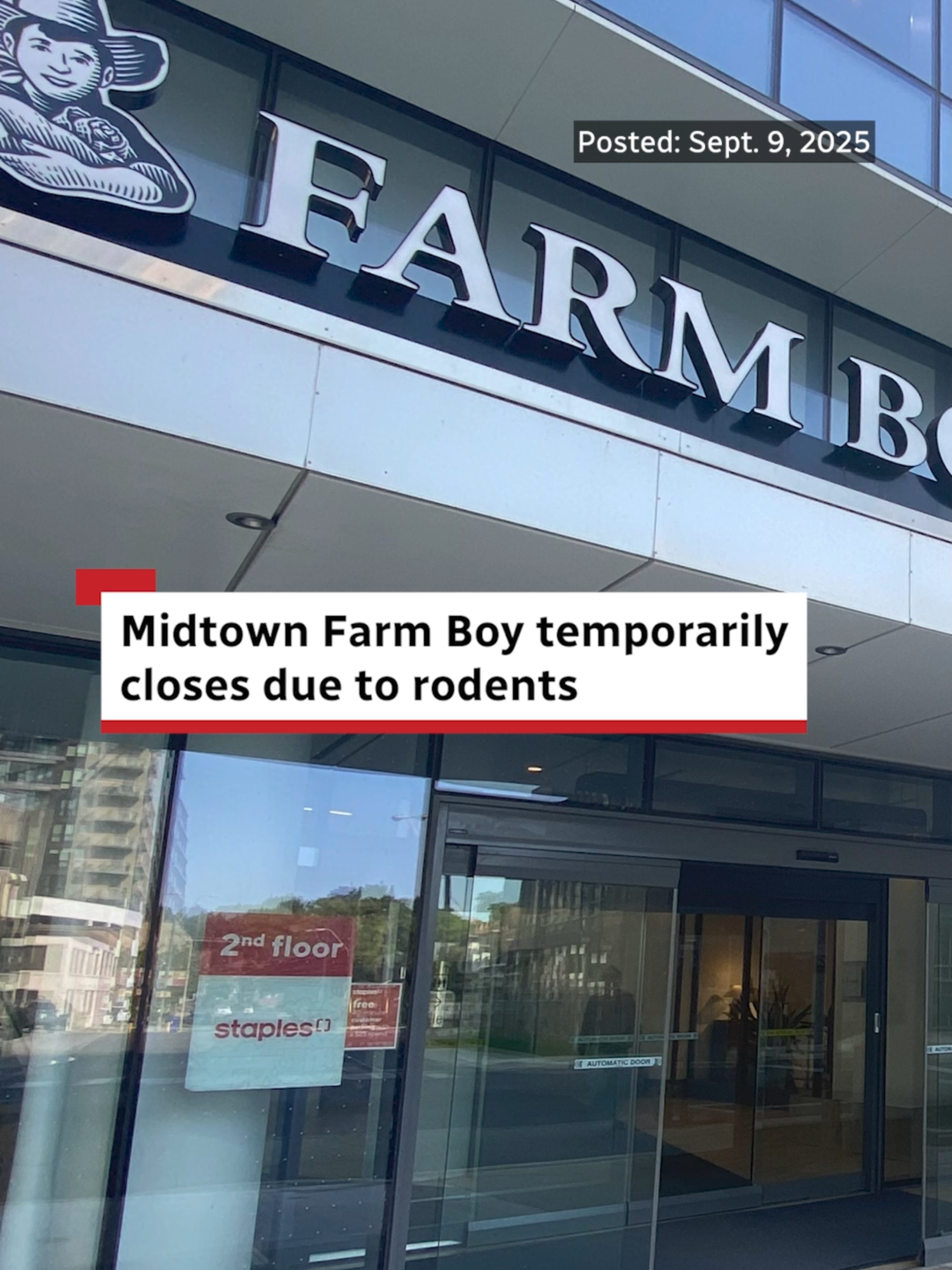 A Farm Boy location in the Yonge-Eglinton area has been forced to temporarily close after failing a DineSafe inspection. According to the City of Toronto, two of the infractions include permitting rodents and failing to protect food from contamination. #Toronto #FarmBoy #Grocery #News