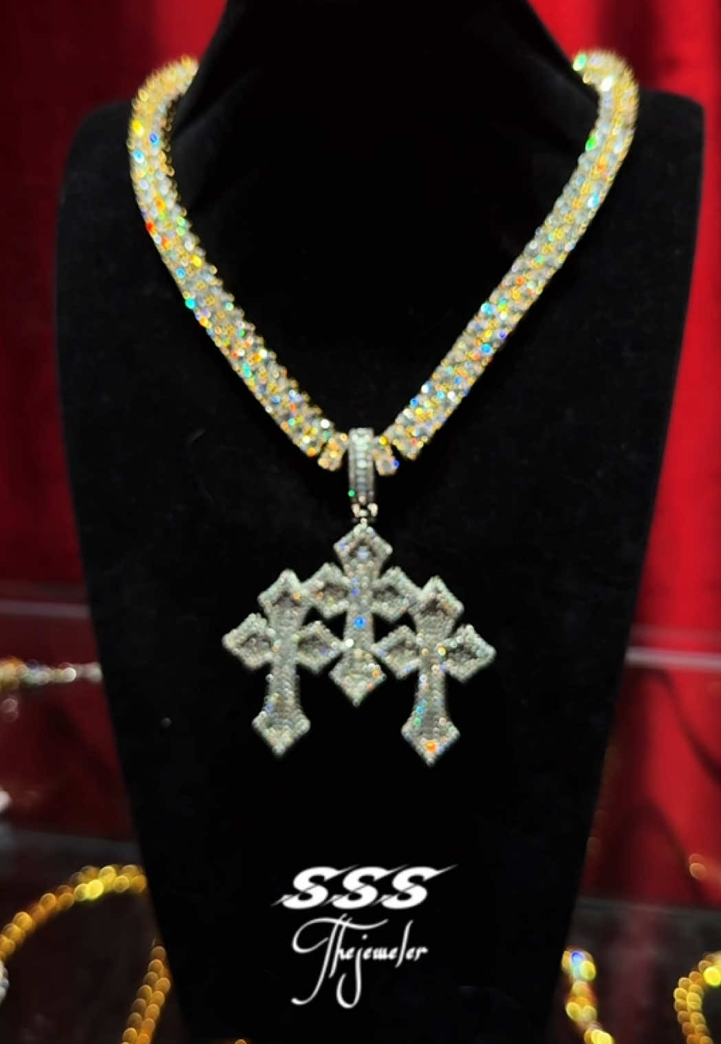 Triple cross icedout diamond charm pendant  #cross #tripplecross #crosspendant #tripplecrosspendant  #pendant 