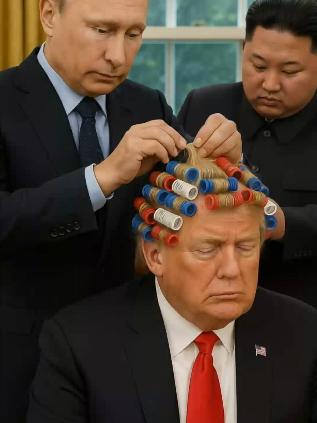 The Barber Shop Trio 🎶✂️ Trump, Putin & Kim 🤯 #Trump #Putin #KimJongUn #OvalOffice #FunnyShorts #PoliticalHumor #Satire #ComedySkits