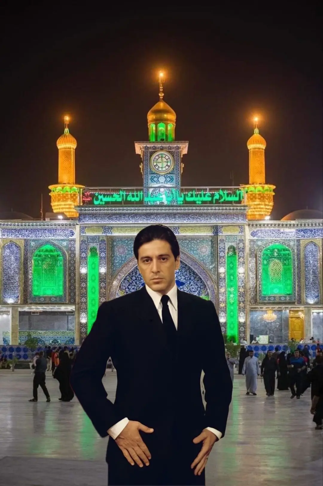 ال باتشينو يزور الامام الحسين وما عذرك انت #ال_باتشينو #مايكل_كورليوني #الحسين #درب_الحسين #الشعب_الصيني_ماله_حل😂😂 