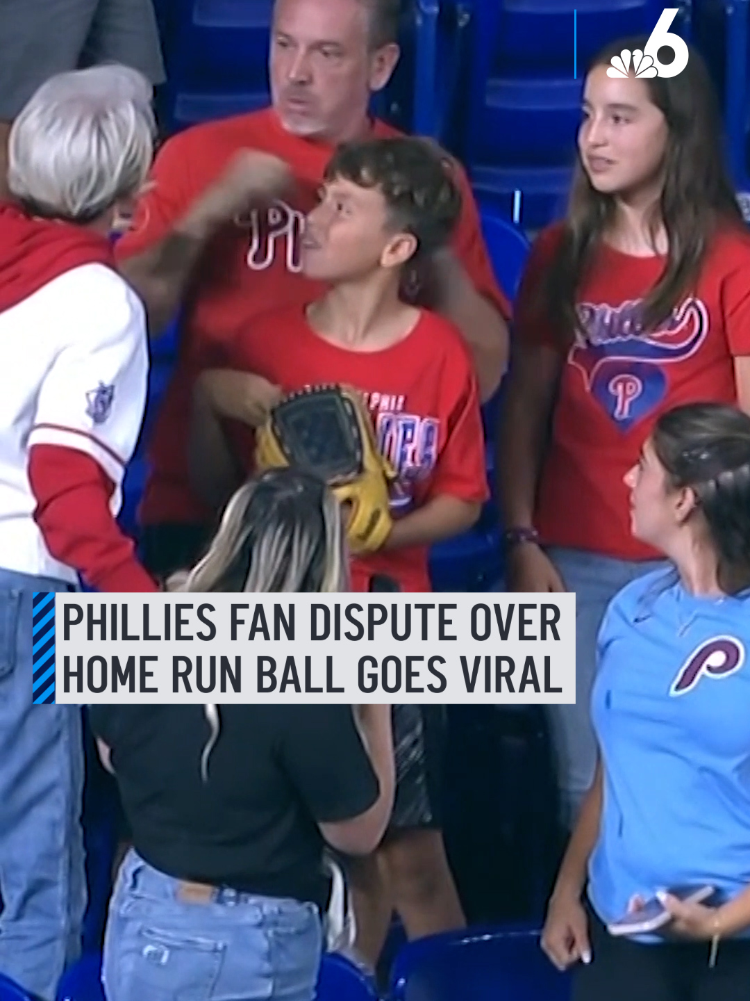 A viral ballpark moment: A Phillies fan’s home run catch sparked a dispute in the stands, but birthday boy Lincoln still left with baseballs, gifts, and a signed bat from Harrison Bader.   More in bio. #phillies #mlb #baseball #viralvideo