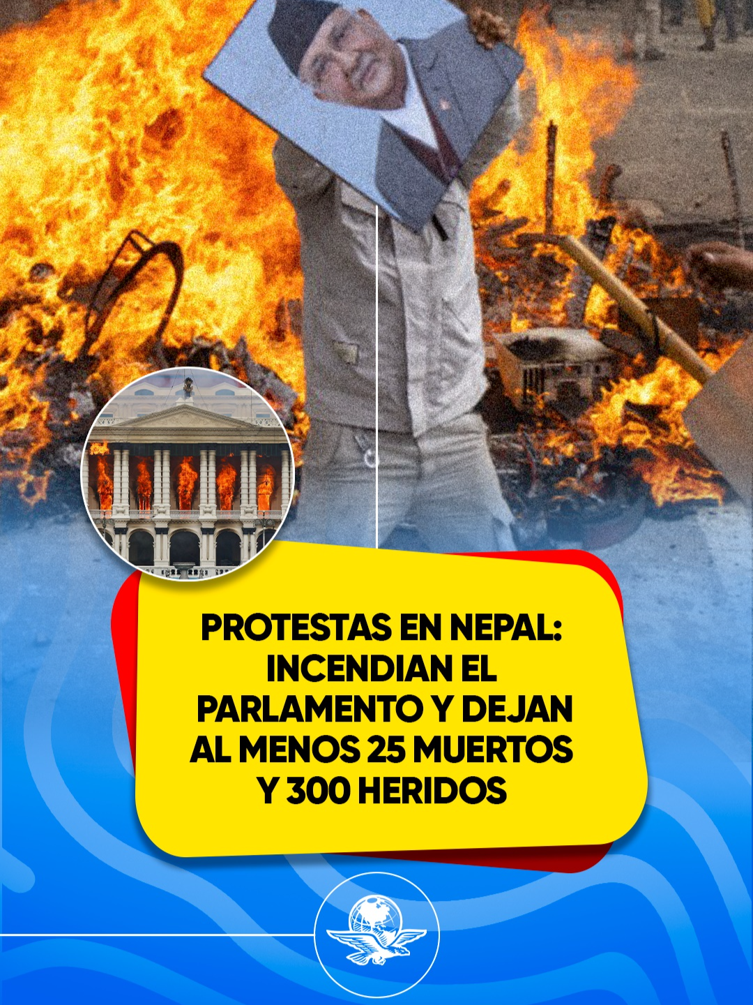 Manifestantes en Nepal queman Parlamento y casas de funcionarios; hay muertos y cientos de heridos #Nepal #manifestaciones