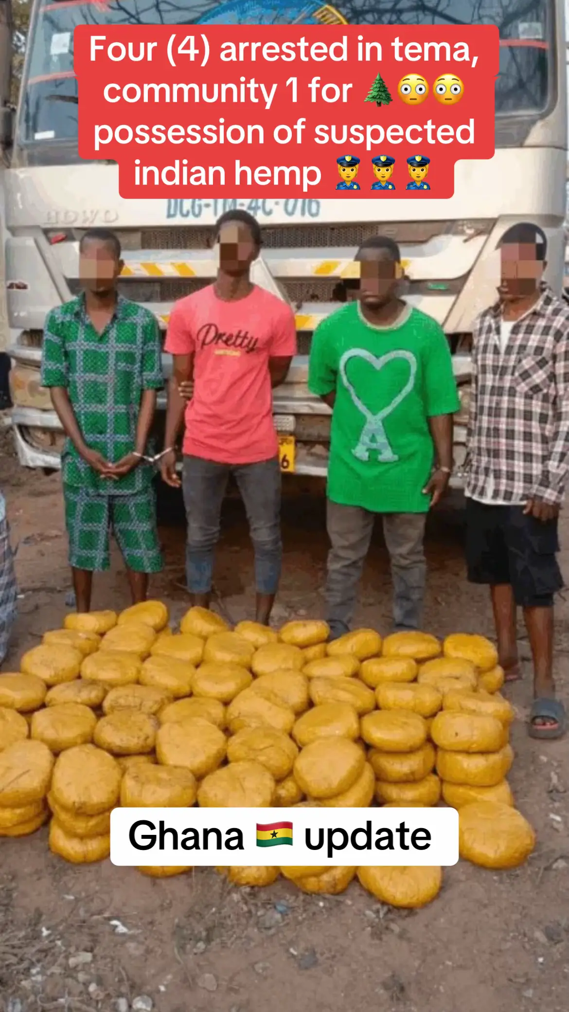 #creatorsearchinsights  The suspects identified as Nura Sali (44), Pius Chukwuma (49), Mustapha Umar (18), and Abdulai Amayau (23) were apprehended on Monday, 8th September 2025, at the Community 1 Industrial Area According to a press statement released by the Tema Community 1 District Police, 315 compressed parcels of the suspected narcotic concealed within the tyres of a truck bearing registration number GN 7291-16 were discovered. The vehicle was intercepted and impounded during the operation. The suspects are currently in police custody and are assisting with ongoing investigations. The Regional Police Command commended the officers involved for their professionalism and diligence. It also reiterated its firm commitment to tackling drug-related offences to protect local communities. The Command has urged the public to remain vigilant and report any suspicious activity promptly to the nearest police station to enable swift action. #tiktok #trends #fyp #foryoupage❤️❤️ #ghanatiktok🇬🇭 #1millionaudition #million #1billionauidition #fypシ゚ #police #copylink #news   #work #working #job #myjob #office #company #bored #grind #mygrind #dayjob #ilovemyjob #dailygrind #photooftheday #business #biz #life #workinglate #computer #instajob #instalife #instagood #instadaily 
