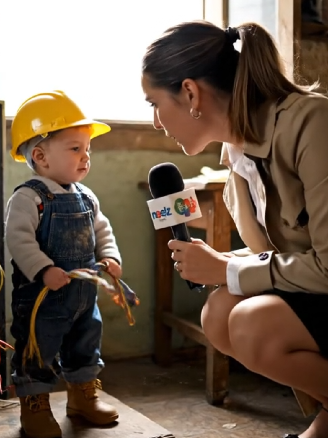 no le tenés miedo a la corriente ? #humor #bebe #entrevista #obrero #electricista para más videos graciosos con ia sigueme entrevistas graciosas y abuelitas graciosas con ia sigueme entrevistas 