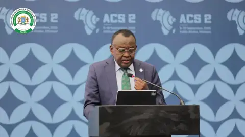 Daawo: Wasiirka Deegaanka iyo Isbeddelka Cimilada JFS, Sareeye Guud Bashiir Maxamed Jaamac, oo ka hadlaya “Cimilada, Dhaqdhaqaaqa, Nabadda iyo Amniga Afrika” intii lagu guda jiray #ACS2025 ee Addis Ababa.