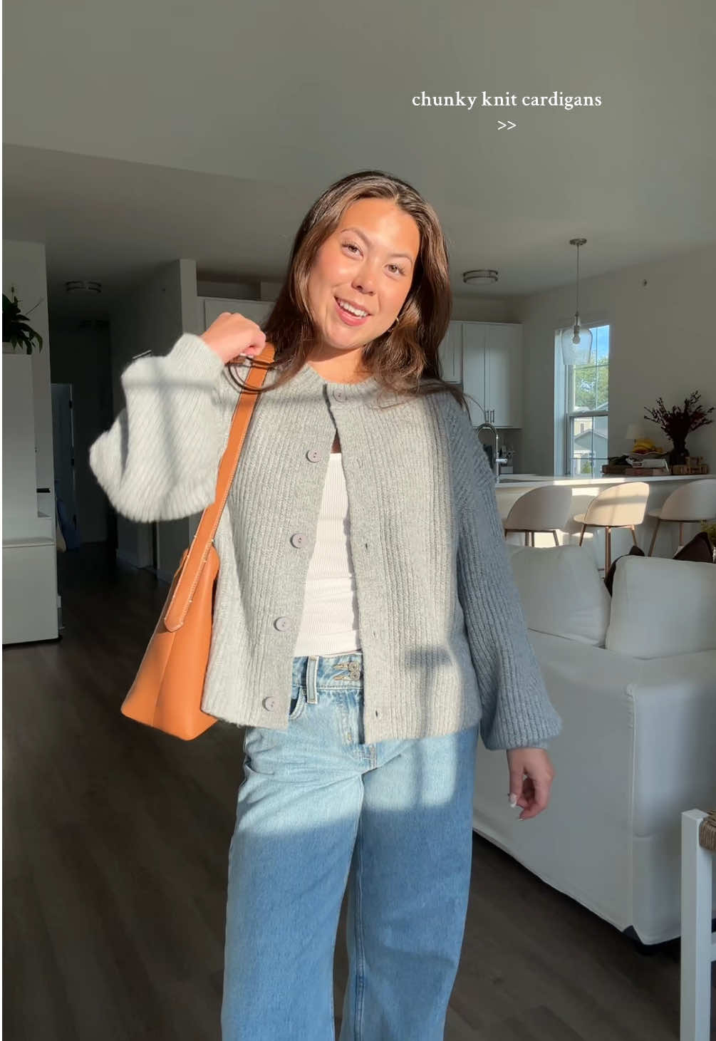wearing a medium :) this cardigan is so soft and cozy 🤍