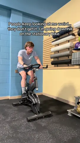 Downhill on the stationary bike #Fitness #gymhumor 