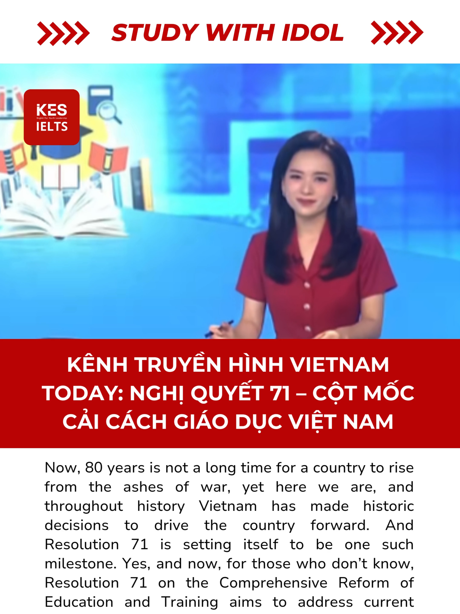 Vietnam Today: Cột mốc cải cách giáo dục Việt Nam #ieltsikes #IELTSIKES #ikesstudy #trending #viraltiktok #xuhuong #xuhuongtiktok #practice #shadowing #listening #english #StudyTips #IKESSTUDY #ilovetiktok #IKESENGLISH #ikesenglish #studyenglish #speakingenglish #LearnOnTikTok #studygram #kenhtruyenhinh #vietnamtoday