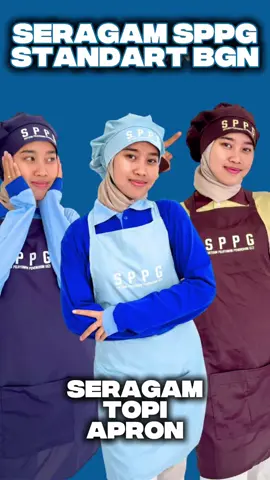 Seragam SPPG untuk relawan Dapur MBG mu makin kece, kompak, bersemangat. Terbuat dari bahan kain katun mudah menyerap keringat dan tentunya nyaman dipakai. 1 set terdiri dari Kaos Lengan Panjang, Apron, Topi. Ukuran All size didesain sesuai standar juknis dan ukuran ibu-ibu dan bapak-bapak relawan Dapur Makan Bergizi Gratis. Ready Stock Warna Biru Tua, Biru Muda, Cokelat #gandhewa #seragamsppg #sppg #makanbergizigratis #dapurmbg 