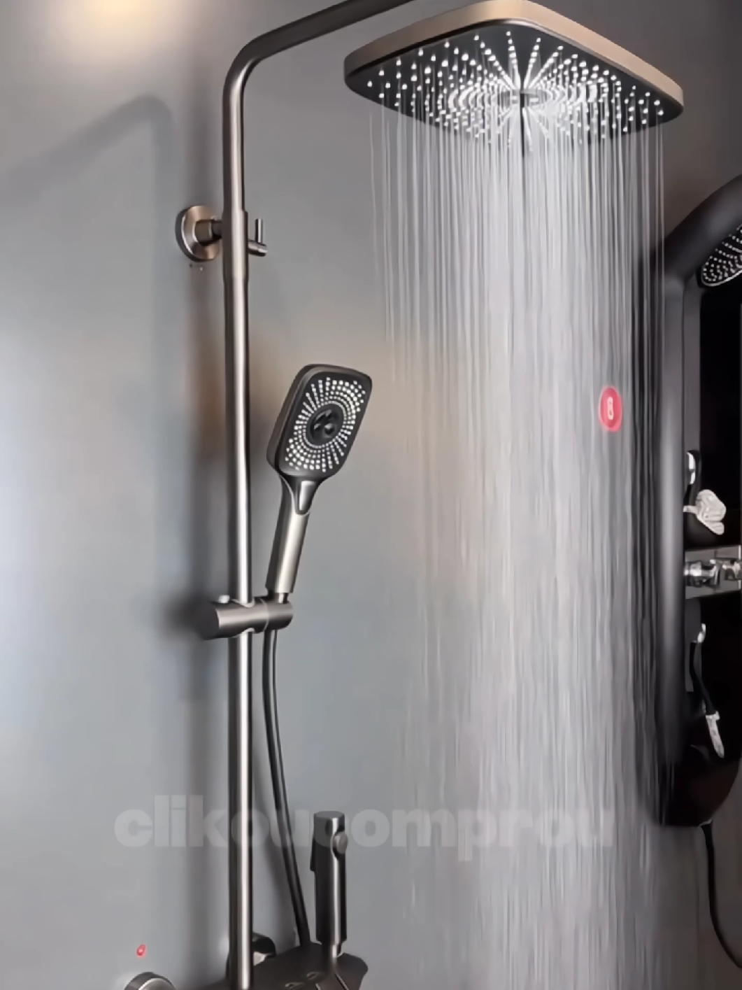 Chuveiro Ducha  Piano Grafite com led design moderno e sofisticado 