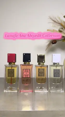 ✨ Lattafa Ana Abiyedh Collection – My Scent Journey ✨ This bundle feels like having a whole fragrance wardrobe in one box. Each bottle gives a different vibe, depending on my mood. Ana Abiyedh Clean, airy, and musky. The white musk and vanilla make it soft and comforting, like a “fresh out of the shower” scent. 	•	Notes: White musk, cypriol oil, cardamom, saffron, vanilla, guaiac wood Ana Abiyedh Coral  Bright and sparkling, the citrus and pink pepper give it energy, while jasmine and sandalwood warm it up. Feels playful but still classy. 	•	Notes: Bergamot, citrus, pink pepper, jasmine, rose, amber, musk, sandalwood Ana Abiyedh Rouge  Bold, slightly sweet, and very elegant. Saffron and amberwood give it that rich, sensual depth, perfect for evening wear. 	•	Notes: Saffron, jasmine, amberwood, ambergris, fir resin, cedar Ana Abiyedh Poudrée  Soft, powdery, and feminine. The rose and vanilla stand out beautifully, making it feel delicate and airy. 	•	Notes: Musk, rose, vanilla, orange blossom, tonka bean, powdery notes A set that truly covers every mood, fresh, vibrant, sensual, and soft. #LattafaPerfumes #AnaAbiyedh #FragranceWardrobe #Perfume #FragranceReview  