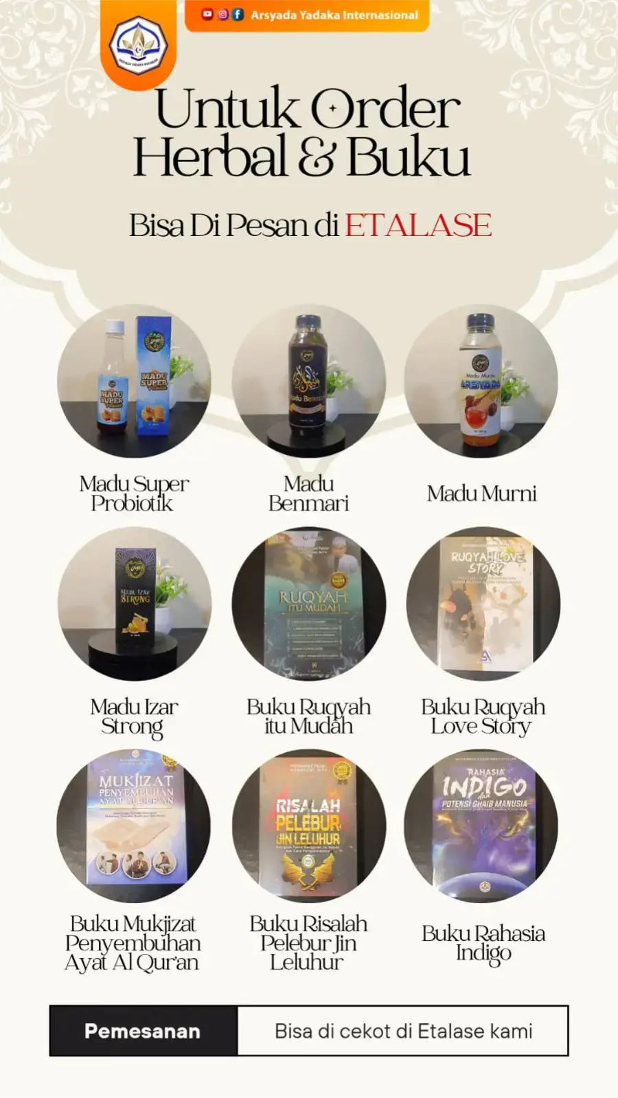 Semua produk madu dan buku karya ustadz muhammad faizar bisa di pesan di etalasi akun Arsyada Yadaka internasional #ustadzmuhammadfaizar #muhammadfaizar #ustadzfaizar #arsyadayadaka 