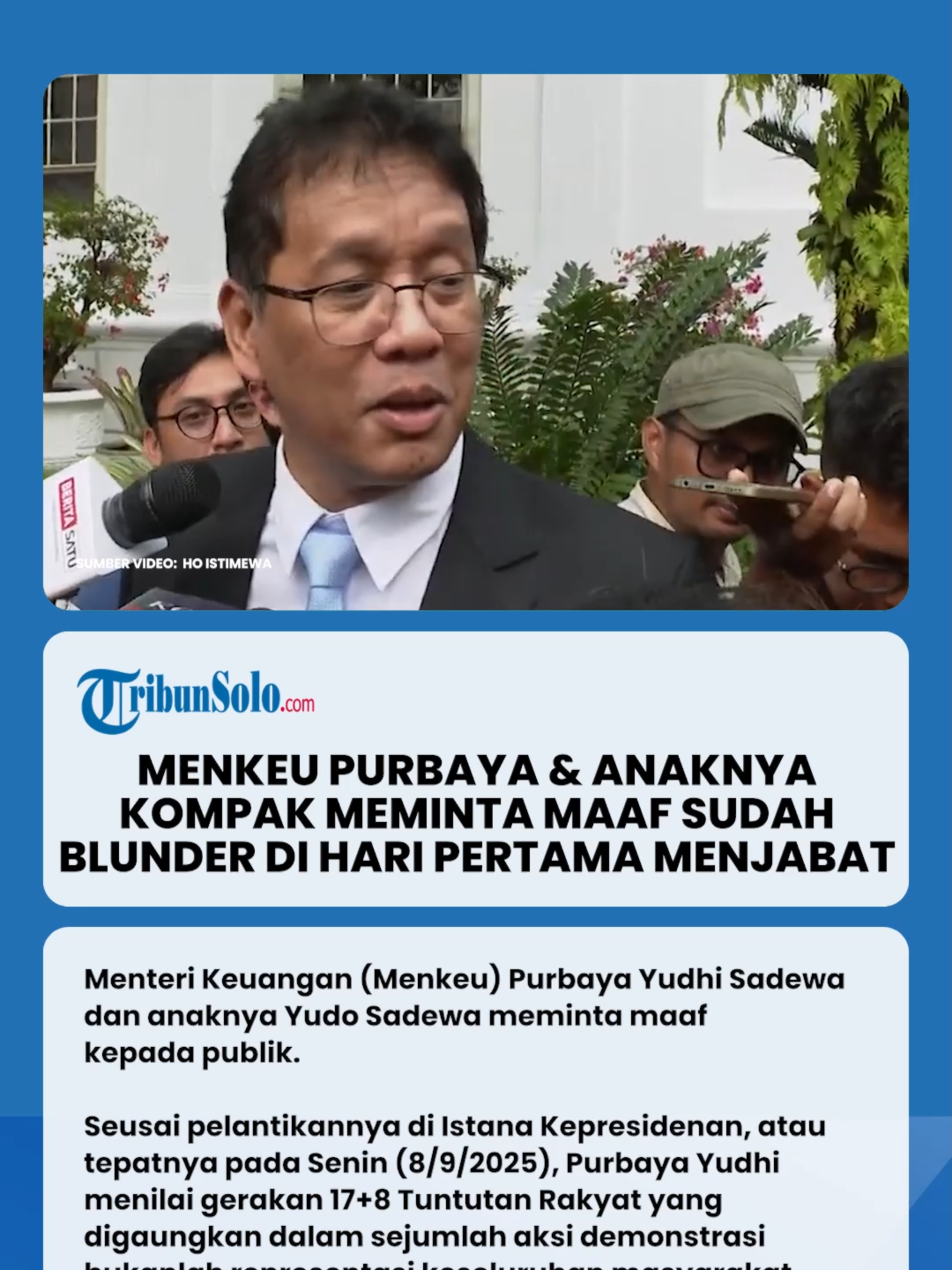 Menkeu Purbaya dan Yudo Sedewa Anaknya Kompak Minta Maaf, Sudah Blunder di Hari Pertama Menjabat #viraltiktok #viral #foryou #viralvideo #fyp #VIRAL #viral?videotiktok😇😇 #PRABOWO #menkeu #purbayayudhi #yudosadewa #anakpurbaya #purbaya