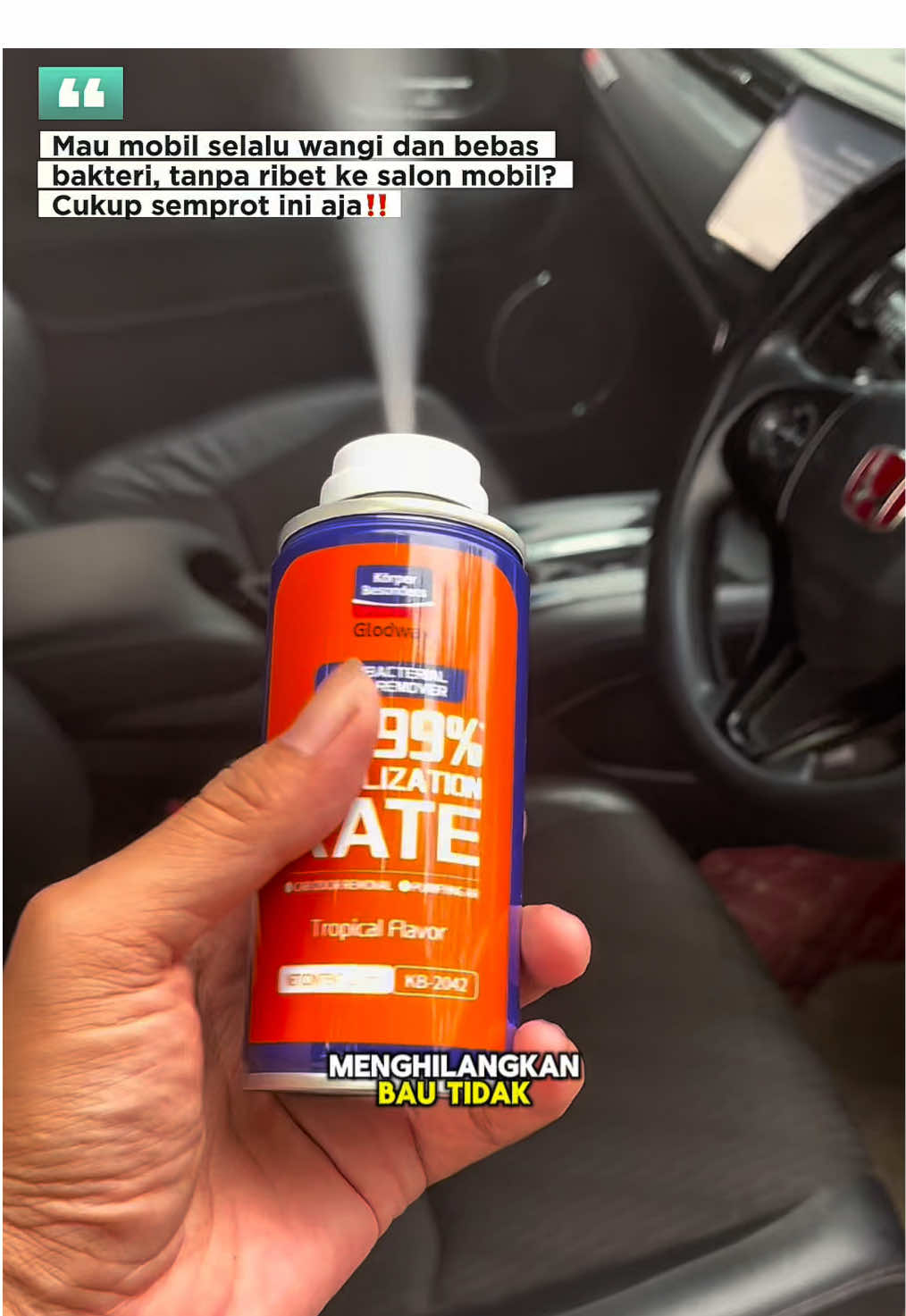 Udara segar, bebas bau, dan bebas bakteri hanya dengan sekali semprot! Gunakan Glodway Antibacterial Deodorant untuk mobil, ruangan, hingga kamar mandi Anda. 99,99% sterilisasi – praktis, aman, dan menyegarkan 🌿 🔥 Yuk, dapatkan sekarang dengan diskon spesial 51%! #glodway #foggingmobil #antibakteri #deodorantmobil #pengharumruangan 