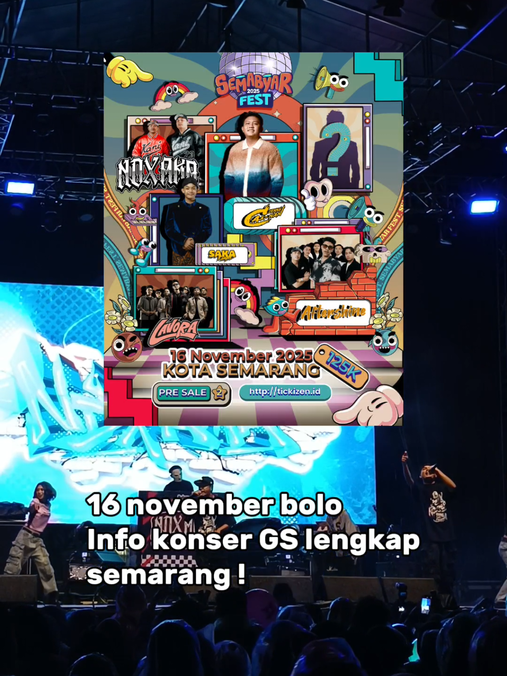 Timbang mumet mending ngonser yo ra ?, artise lengkap bolo 😭🔥🫵🏻 @semabyarfest  #semabyarfest #semabyarfest2025 #fyp #konsersemarang #jowopride @AFTERSHINE OFFICIAL @LAVORA Official @NDX AKA @dnyckn 