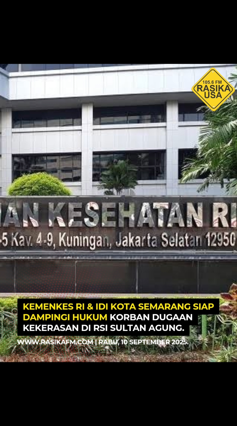 #KabarRasika Kasus dugaan kekerasan yang dialami dokter anestesi dan perawat di lingkungan RSI Sultan Agung Semarang yang melibatkan tenaga kependidikan Fakultas Hukum Universitas Islam Sultan Agung. Kementerian Kesehatan melalui dirjen Kesehatan Lanjutan Kemenkes, dr. Azhar Jaya, mengatakan siap beri bantuan hukum jika ingin melanjutkan ke ranah hukum. Profesi dokter dan tenaga kesehatan dalam menjalankan profesinya wajib mendapat perlindungan hukum. Selain itu, Ketua IDI Kota Semarang dr. Sigit Kirana menyebut telah membentuk tim untuk pendampingan jika dokter korban mengajukan laporan resmi. Meski sampai saat ini IDI belim menerima konfirmasi resmi dari yang bersangkutan. 