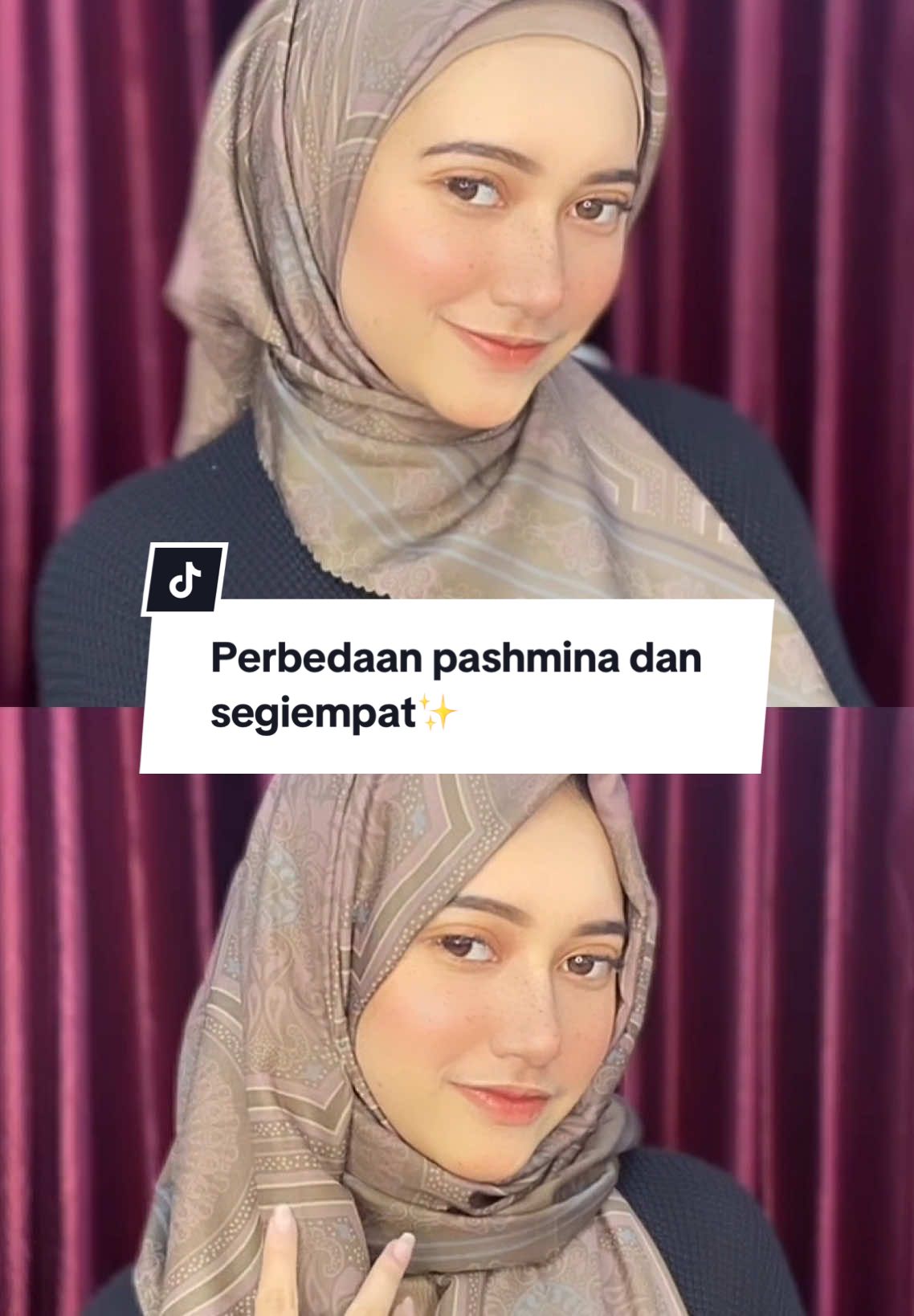 perbedaan pashmina dan segiempat!🤩🫶🏻 #hijabtiktok #hijabvoalmotifpremium #rosetteseries #hijabnyamandipake #pashminanotif 