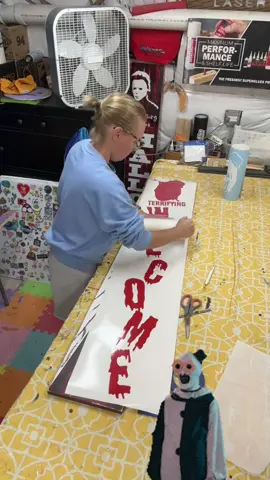 🩸 Welcome terror to your doorstep with this brand new custom-made 5 foot Terrifier welcome sign featuring Art the Clown. Distressed in chilling black, blood-red, and bone-white, this sign captures the true horror of the film. 🎪 Standing at 5 feet tall, Art’s sinister grin and eerie carnival vibe make this piece impossible to ignore. Creepy. Distressed. Terrifying. 👻 The perfect centerpiece for your porch, entryway, or Halloween display—because nothing says “welcome” like Art the Clown. #halloween #horror #clown #terrifier #movie 