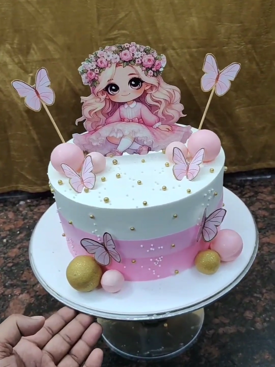 Cute Butterfly Princess Cake 🎀#birthday #design #cakedecorating #yummyfood 