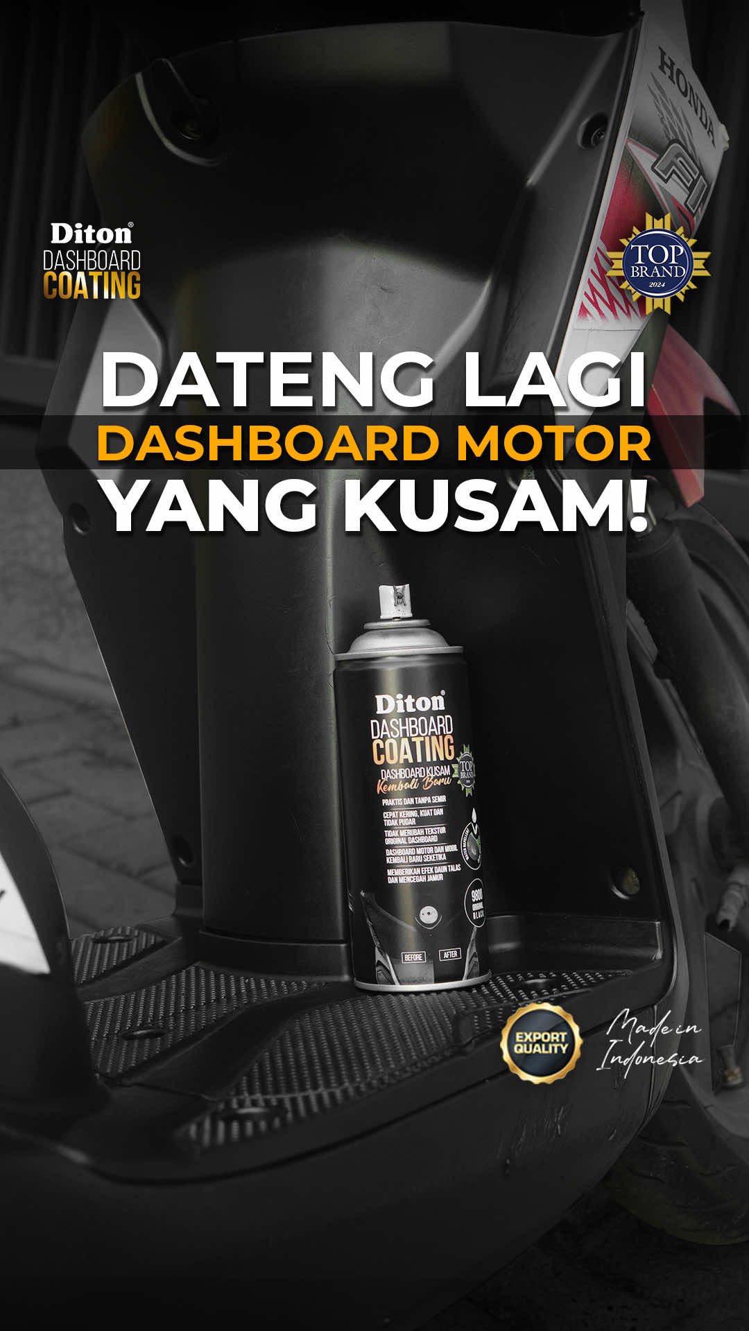 Dashboard motor mulai keliatan kusam? Jangan sampai bikin tampilan kendaraan jadi kurang menarik. Ada cara praktis biar dashboard keliatan kayak baru lagi. Pakai Diton Dashboard Coating, tinggal semprot dan lihat hasilnya langsung di video ini! ✔ Kering lebih cepat ✔ Nggak ninggalin noda ✔ Efek daun talas bikin gampang dibersihkan Tonton videonya sekarang dan buktikan sendiri hasilnya! Jangan lupa kita seru seruan bareng di Diton Fest 2025! 📅 12–14 September 2025 📍 Museum Purna Bhakti Pertiwi, Jakarta Timur 🎟️ Tiket mulai dari 75k 🎟️ Tiket sudah tersedia di https://www.loket.com/event/ditonfest2025 Dapatkan Diton Dashboard Coating dan Diton Premium melalui toko offline terdekat, atau e-commerce: Tokopedia, Shopee, dan Tiktok Shop Diton Premium Klik link di bio untuk informasi lebih lanjut. #ditonpremium #diton #ditonfest #ditonfest2025 #ditonspraypaint  ​​ 