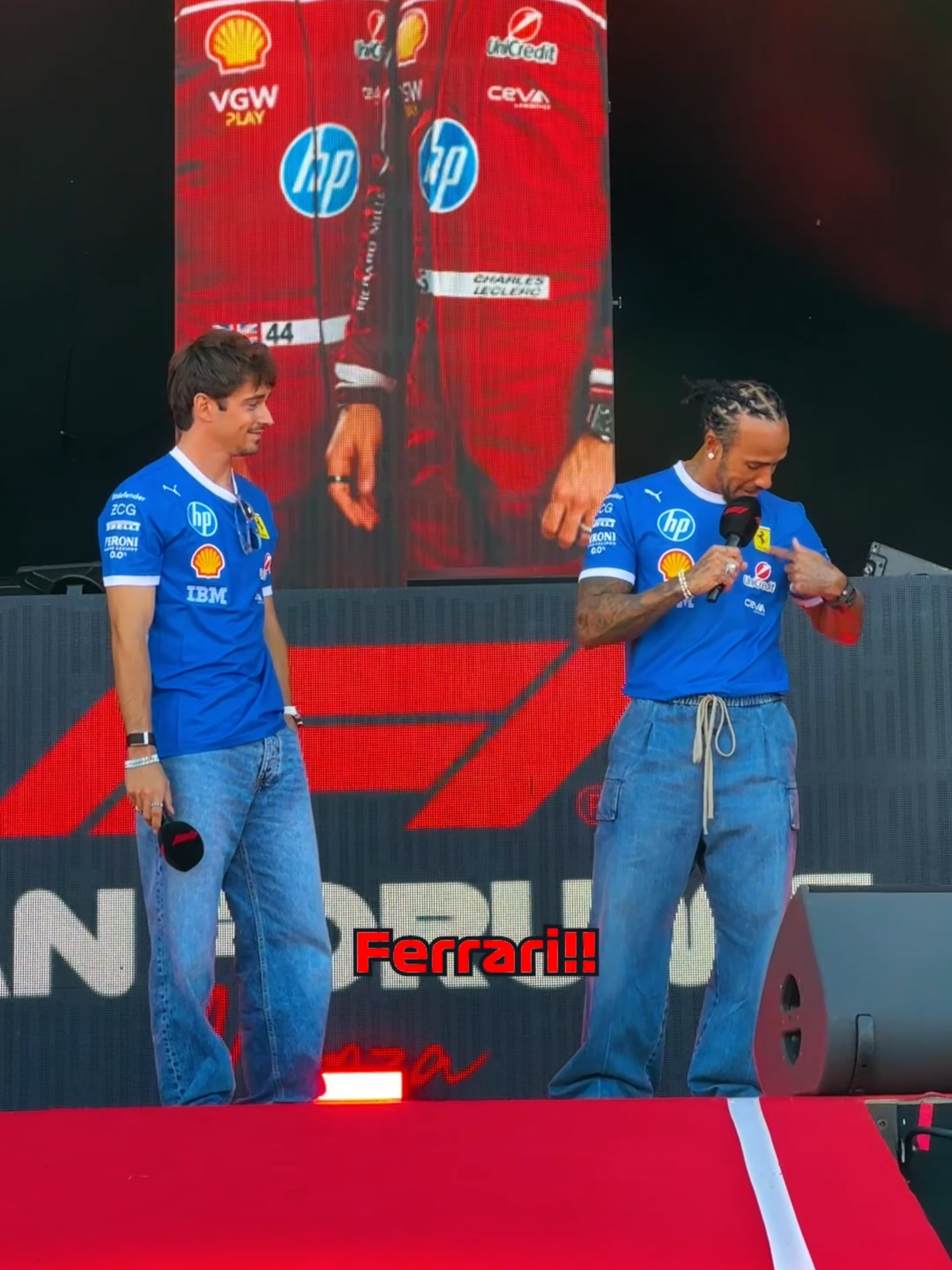 lewis really is just a big ferrari fan isn't he 🥰 #f1 #formula1 #italiangp #lewishamilton #ferrari