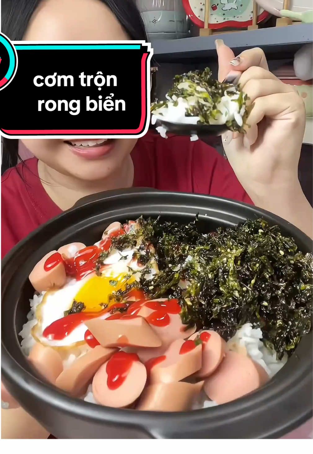 tín hiệu vũ trụ làm cơm trộn rong biển muối hồng Himalaya thôi #caibungnho #ancungtiktok #mukbang #comtron 
