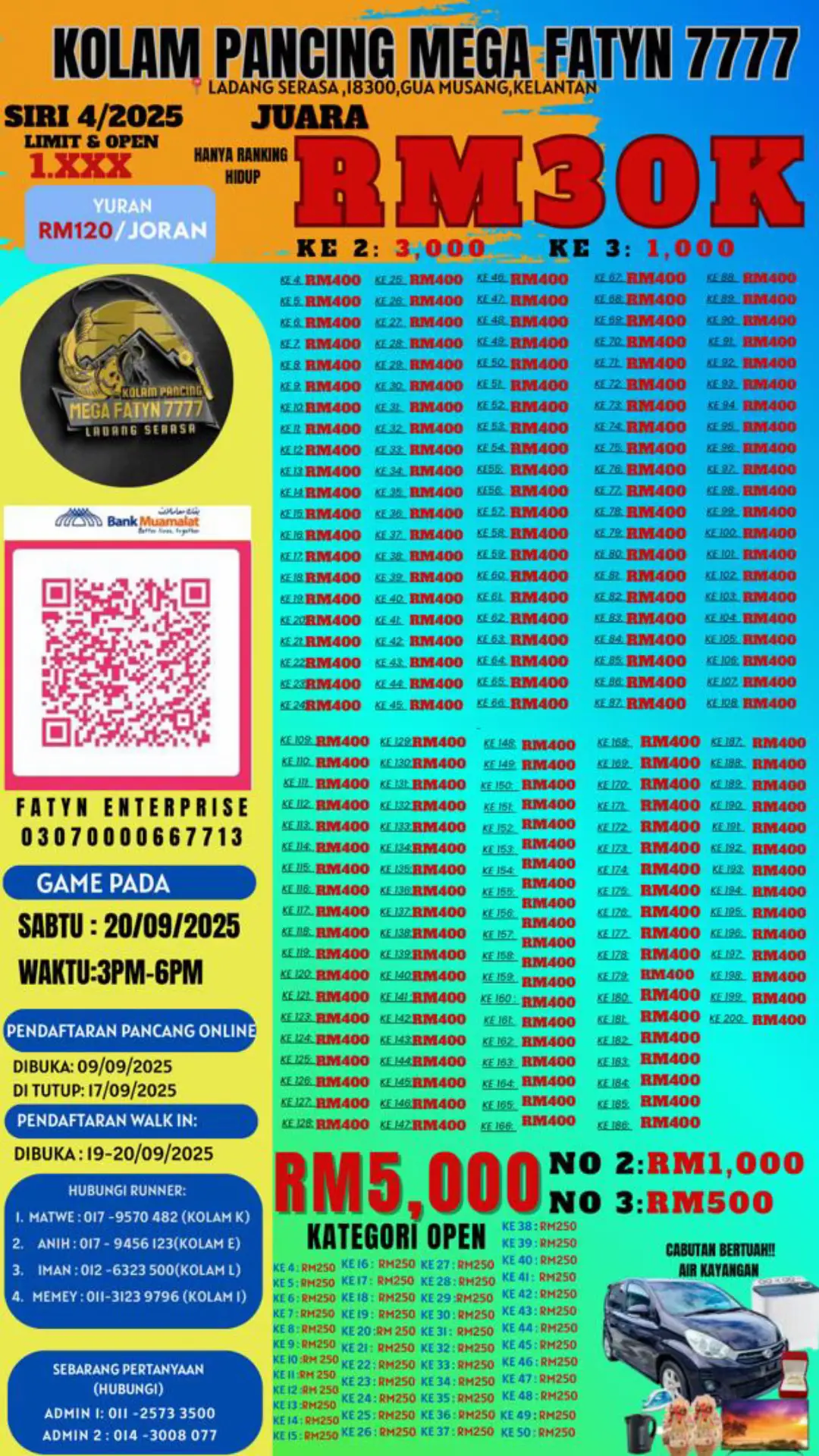 Game siri 4 Standby fighter fighter keli sabtu 20.9.2025 jam 3petang - 6petang . Penambahan ikan sebanyak 2 tan luncurrrrr  #KolamPancingMegaFatyn7777LadangSerasaGuaMusangKelantan