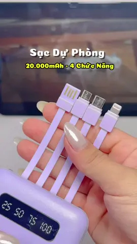 Sạc dự phòng 20.000mAh , sạc nhanh , 4 chân sạc tiện lợi #fyp #xuhuong #sacduphong #sacdienthoai #phukien 